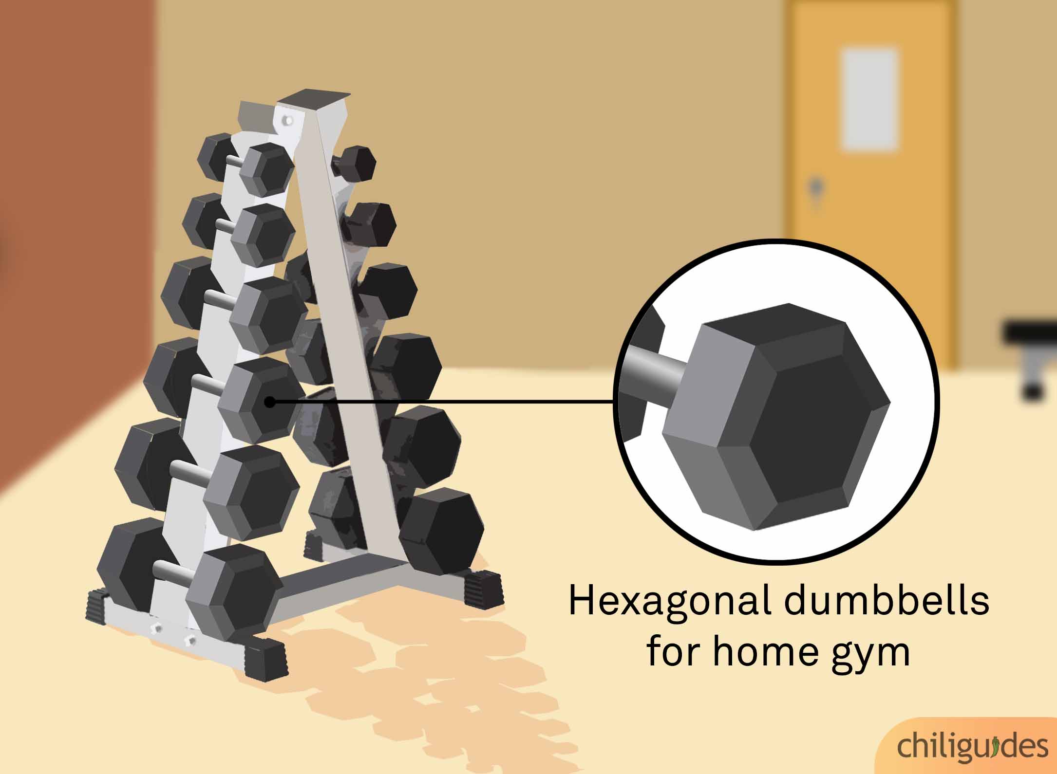 Choose the dumbbells’ shape and material.