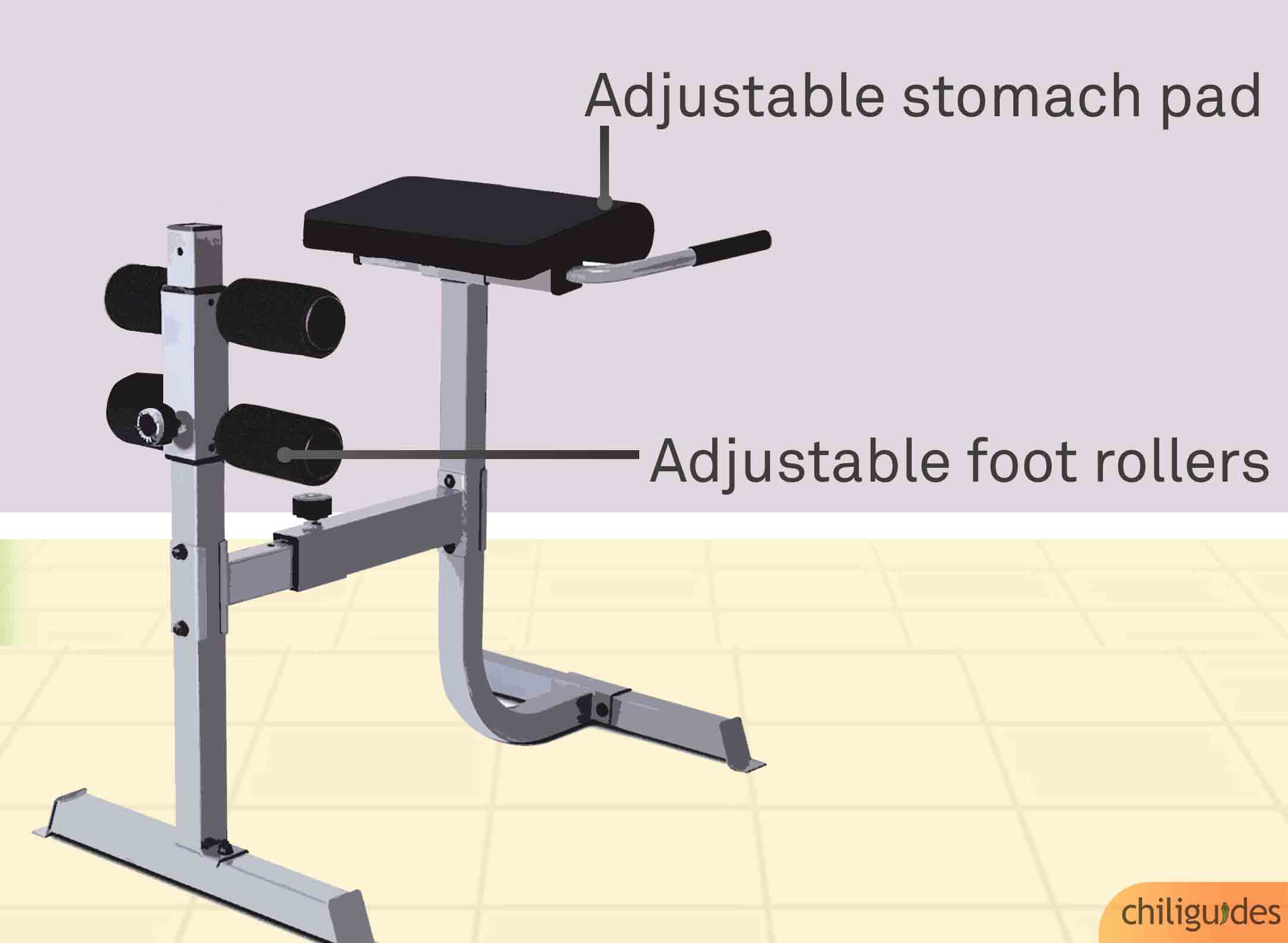 Look for an adjustable stomach pad or foot rollers.