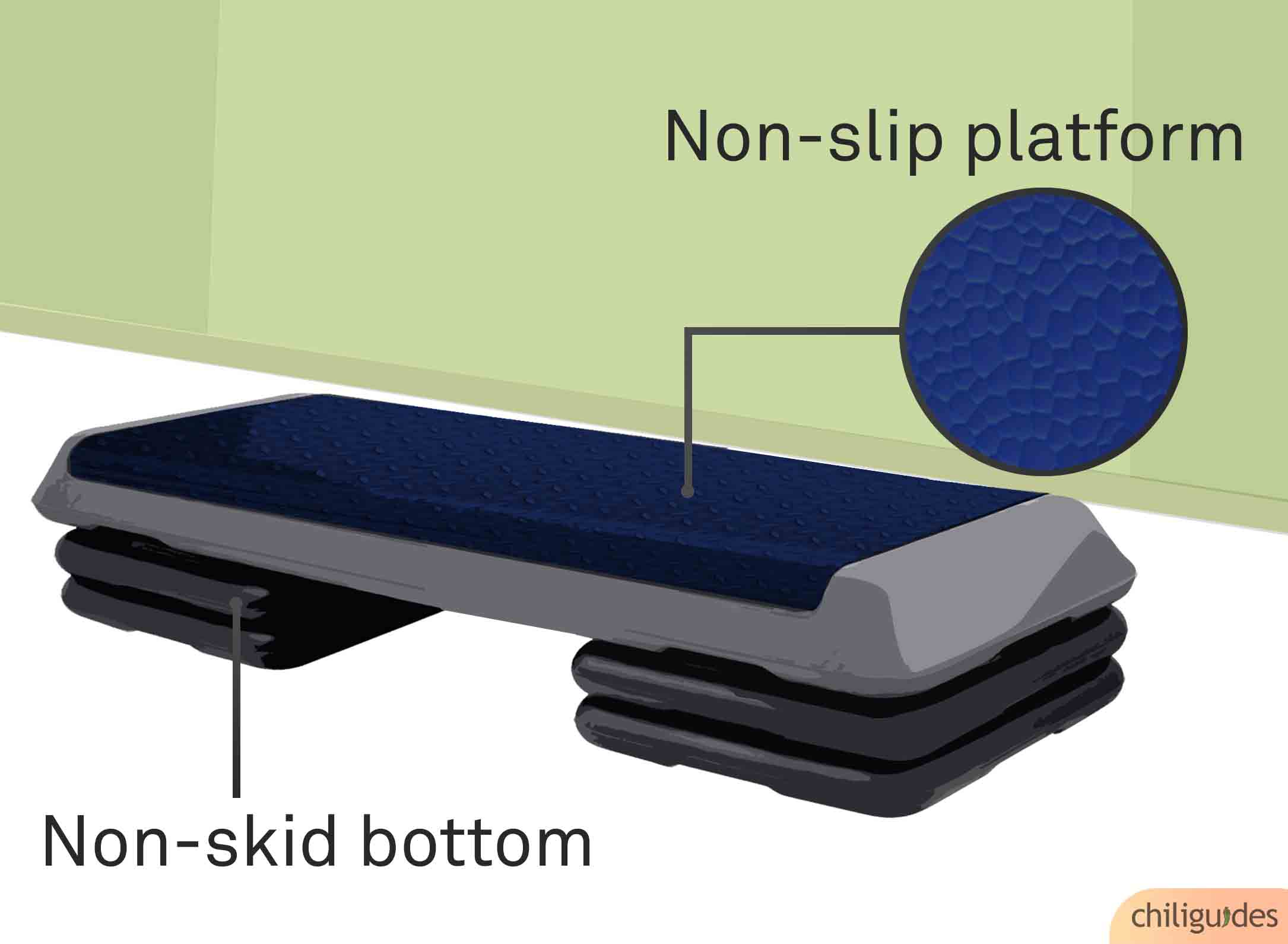 A non-slip platform and non-skid bottom are essential.