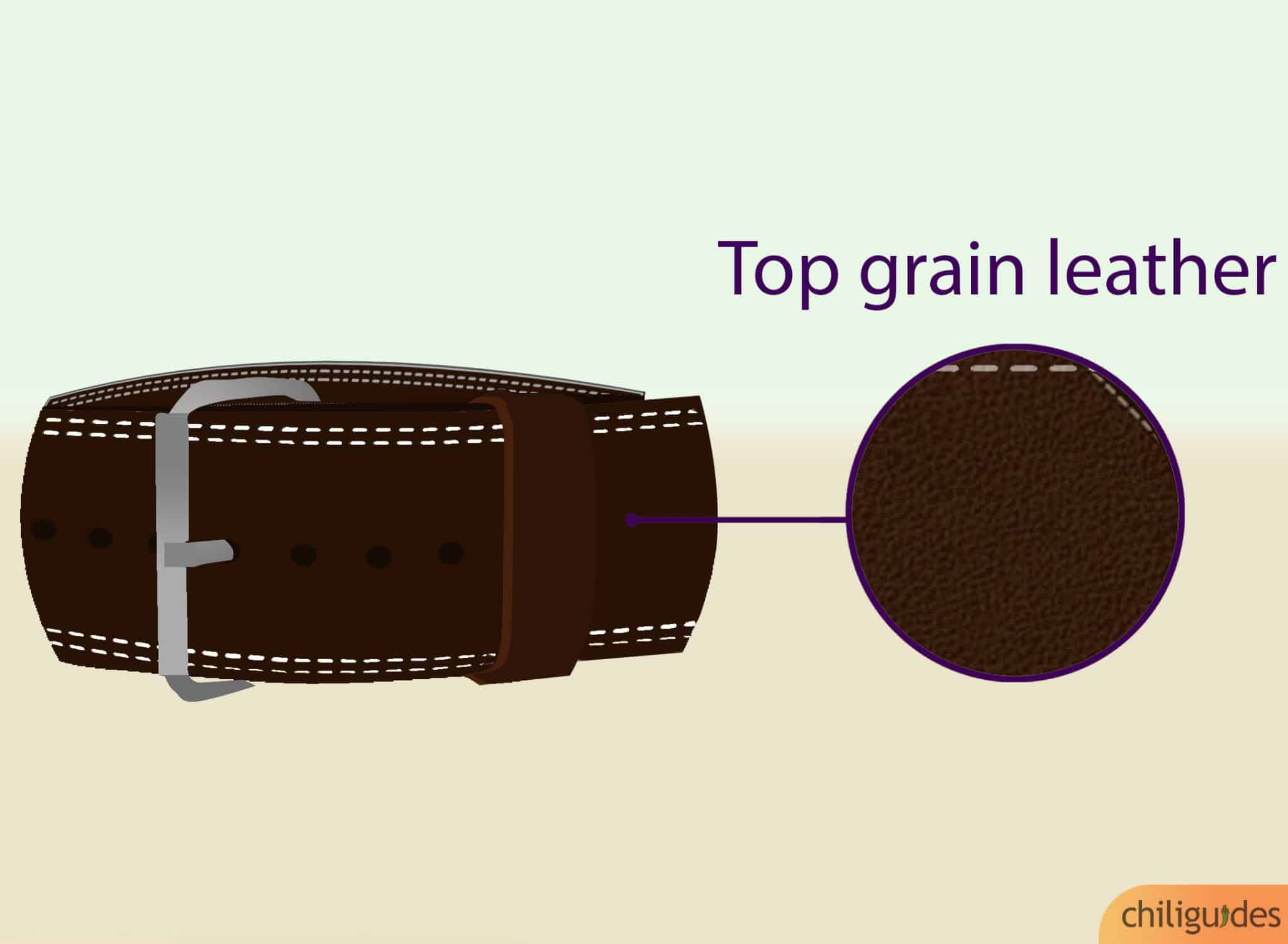 Test the thickness, and get “top grain leather”.