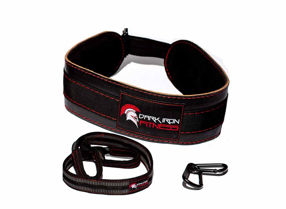 Dark Iron Fitness Leather Weight Lifting Dip Belt with Chain for Dips and Pull U 