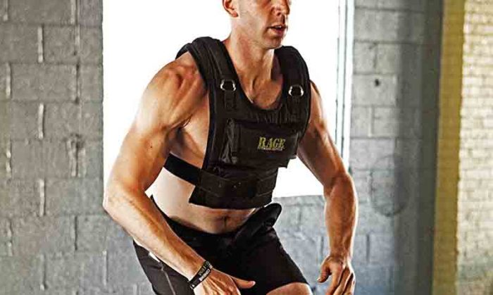 Man training with weighted vest