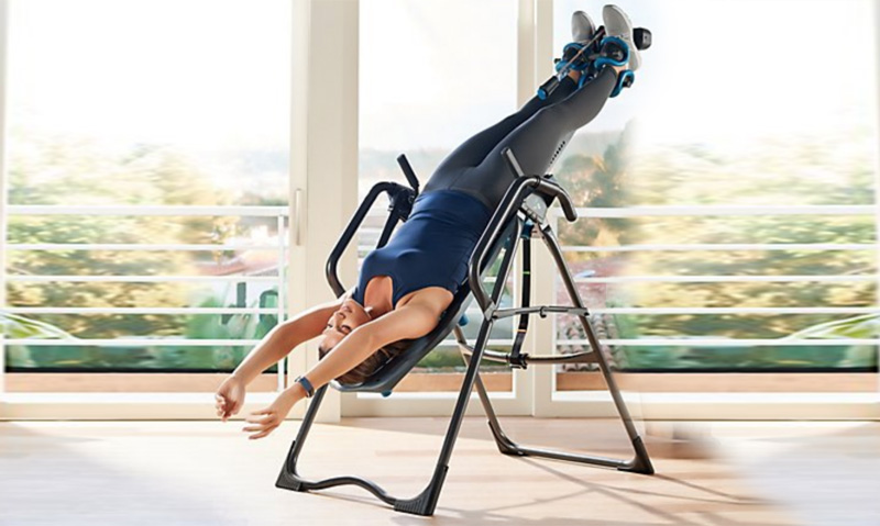 Inversion table hanging exercise for back pain